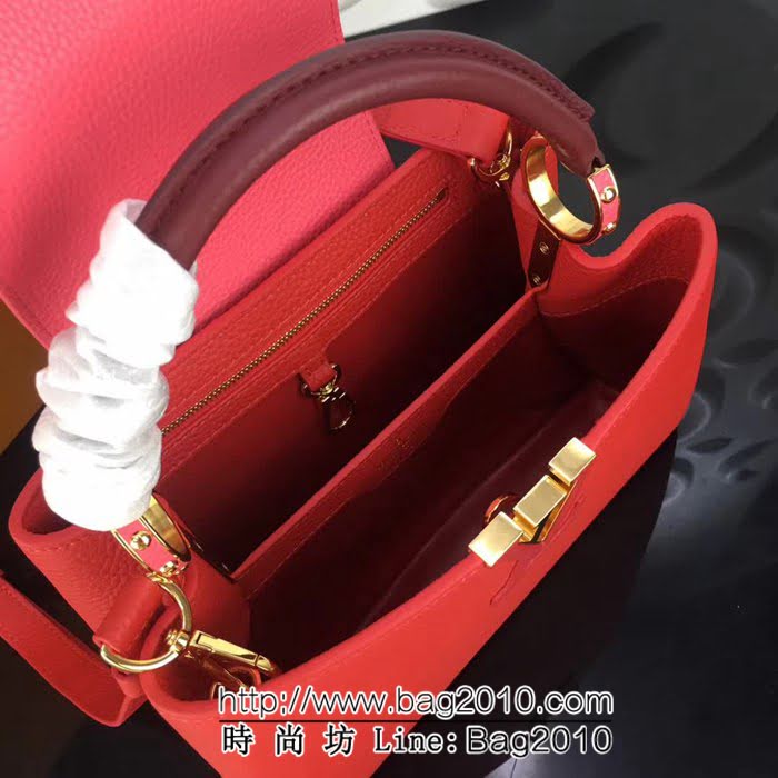 路易威登LV頂級原單 M94517辣椒紅配蜜桃粉經典 Capucines小號手袋 YDH1676